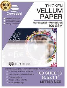 lot 12238 image: Translucent Vellum Paper, Dowsabel 68LBS 8.5 x 11 inches Printable Vellums for Card Overlays, Invitations Belly Bands, Envelope, Lantern,50 Sheets