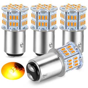 lot 12240 image: iFunyLED 4PCS 1157 LED Bulb Turn Signal Light 12V-24V Super Bright 2357 2057 7528 BAY15D LED Replacement Light Kit Set for Car Turn Signal Blinker Lights - Amber Yellow