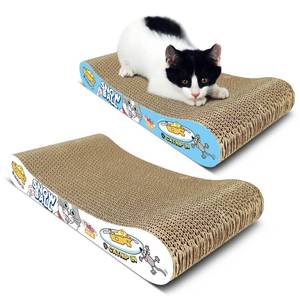 lot 19260 image: TTCAT Cat Scratching Pad, 2 Pack Corrugated Cat Scratcher Cardboard, Bone Type Durable Cat Scratching Board Reversible for Furniture Protection.