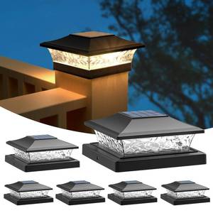 lot 19269 image: APONUO Solar Post Cap Lights 6 Pack for 4x4 5x5 6x6 Wood & Vinyl Fences - IP65 Waterproof, All-Night Auto OnOff, WarmCool White Light, Outdoor Deck Patio Garden (Black)