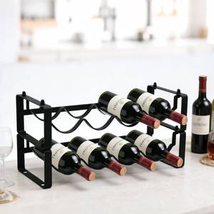 lot 19275 image: HRUSGO Wine Rack for Countertop �� Stackable Freestanding Bottle Organizer for Kitchen, Pantry, Bar Cabinet & Small Spaces �� Compact Metal Shelf & Modular Storage Stand (2 Tier)
