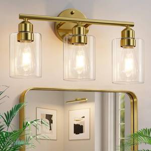 lot 19278 image: Percantis 3-Light Bathroom Gold Vanity Light Fixtures,17.3