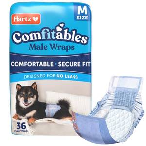 lot 19288 image: Hartz Comfitables Disposable Male Dog Wraps Stretchy Waistband, M 36 Count