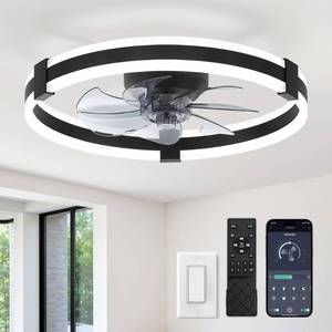lot 19300 image: ZMISHIBO 23 Low Profile Fandelier LED Ceiling Fans with Lights and Remote