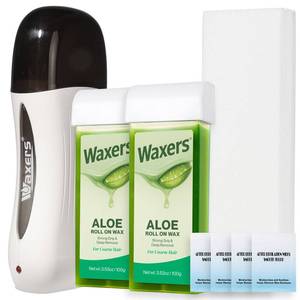 lot 20018 image: Waxers Roll on Wax Kit Aloe Vera Waxing Roller Depilatory for Women Men Soft Wax Hair Removal Kit for Larger Areas at Home