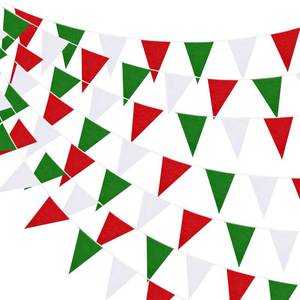 lot 20021 image: Preboun 400 ft Pennant Banner Flags 240 String Hanging, Red, Green, White