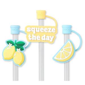 lot 20025 image: Swig Life Silicone Straw Toppers Set for Cups & Tumblers, Lemon Meringue