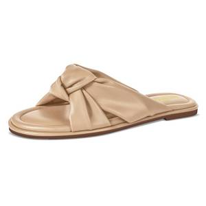lot 20027 image: PIZZ ANNU Womens Camila Knotted Slide Sandals with Memory Foam, Comfortable Leather Slip-On Dressy Flat Sandals for Summer & Beach, Nude 7.5