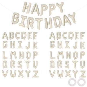 lot 20032 image: 65 Pcs Cream Happy Birthday Balloons, 2 Sets A-Z Cream Letters Foil Balloons,16 Inch Personalized Name Happy Birthday Banners for Wedding Baby Shower Anniversary Party Decorations