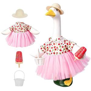lot 20034 image: 4 Pcs Summer Strawberry Porch Goose Outfit for 23 Inch Goose Statue