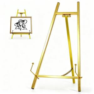 lot 20037 image: BeeCoAoo 13.3 Metal Easel Stand for Sign �� Elegant Table Top Easel for Display, Heavy Duty Tabletop Picture Easel Stand for Wedding Sign, Picture Frame, and Art (Gold)
