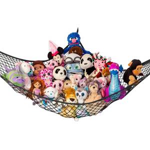lot 20043 image: Large Stuffed Animal Storage Hammock 1 Pack  Holds 12 lbs  Corner Stuffed Animal Organizer  Plushie Net for Stuffed Animals  Stuffy Storage, Cute Bedroom, Room Decor  Black