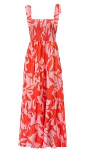 lot 20062 image: kinstell Womens Summer Boho Spaghetti Strap Square Neck Ruffle Casual Flowy Long Dress Beach Swing Party Maxi Dress Orange Floral Small