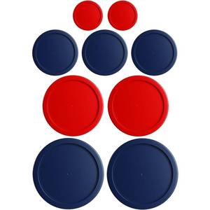 lot 20070 image: Replacement Lids for Pyrex Glass Food Storage Containers Round (2) for 7202-PC 1 Cup (3) for 7200-PC 2 Cup (2) for 7201-PC 4 Cup (2) for 7402-PC 67 Cup Red Blue