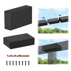lot 20071 image: CKE Flat Handrail Accessories, 2 Pack Extension Handrail Connector, High Strength Material POM Handrail Fitting, Black Stainless Steel Handrail Connector for Top Handrail Cable Railing, HF01