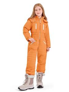 lot 20081 image: Haloumoning Kid Snowsuit Girls Hooded Waterproof Insulated Ski Suit (Black, Size 10-12)