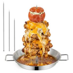 lot 20092 image: ZPUFAW Al Pastor Skewer for Grill with 3 Removable Spikes Stainless Steel Vertical Skewer Tool Shawarma Skewer Stand for Tacos Al Pastor