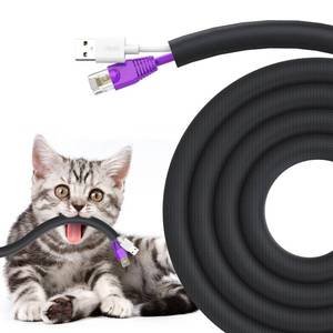 lot 20440 image: UOMTFAI Dog and Cat Cord Protector 10ft - 38inch, Flexible Cable Sleeve for Easy Cord Management, Protects Cables from Pets Chewing, Ideal for USB, Power, Audio and Video Cords - Black