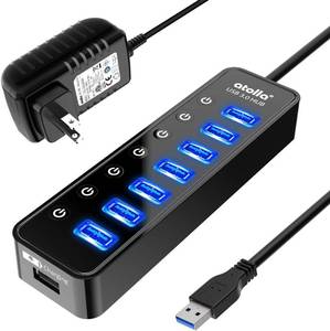 lot 20447 image: Powered USB Hub 3.0, Atolla 8-Port USB 3.0 Data Hub Splitter with One Smart Charging Port and Individual OnOff Switches and 5V4A Power Adapter USB Extension for MacBook, Mac ProMini and More