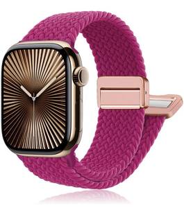 lot 20454 image: Magnetic Braided Stretchy Loop - Compatible with Apple Watch Band 42mm 46mm 40mm 41mm 44mm 45mm 38mm Ultra 32 49mm Women Men,Elastic Woven Fabric Nylon Strap for iWatch 11 10 9 8 7 6 5 4 3 SE Ultra