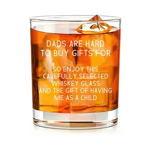 lot 20460 image: Lxenrra Dads Are Hard To Buy Gifts For Whiskey Glass for Men, Funny Fathers Day Gift for Dad from Daughter Son, Old Fashioned Bourbon Rock Glass Birthday Gift, 10 Oz
