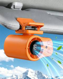 lot 20461 image: BIQIO Car Fan Ac That Blow Cold Air Portable Conditioner Clip on Unit Personal USB Rechargeable Mini Small Cooling Cooler with LED Display for Rear Seat Facing Stroller Beach Tent (Orange)
