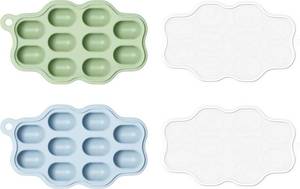 lot 20462 image: Heomoone Baby Food Freezer Tray with Lids 2 Pack, Silicone Baby Food Storage Containers for Homemade Baby Food, Purees, Breastmilk, Ice Cube & Popsicle Mold (BlueGreen)