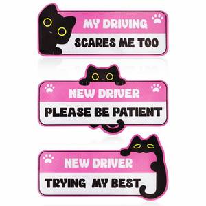lot 20464 image: 3Pcs New Driver Magnet for Car, Black Cat Student Driver Magnet for Car