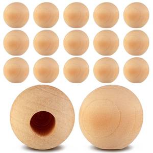 lot 20469 image: Pinkunn 15 Pcs Wood Finials Dowel Rods Caps 12 Inch Hole Unfinished Wood Drawer Knobs Pulls Handles Small Round Wooden Rods Caps for Crafts, DIY, Cabinet, Furniture, Drawer (Open Box, May Be Missing Pieces)