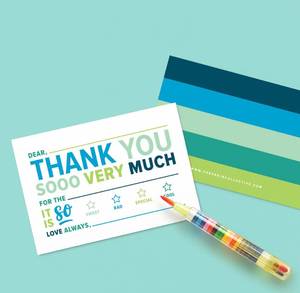 lot 20475 image: ThreeKin Collective 25-Pack Kids Fill-in-the-Blank Thank You Cards with White Envelopes - 4x6 Double-Sided Postcards  Fun and Colorful Design for Birthdays, Holidays, and More (Blue)