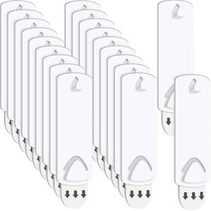 lot 20481 image: Jetec 20 Pieces Picture Hangers Damage Free Frame Adhesive Strips Hangers No Nails Adhesive Picture Hooks for Home Bathroom Kitchen Door Closet, White