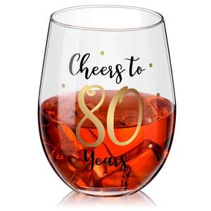 lot 20492 image: Patelai 80th Stemless Wine Glass Birthday Gift
