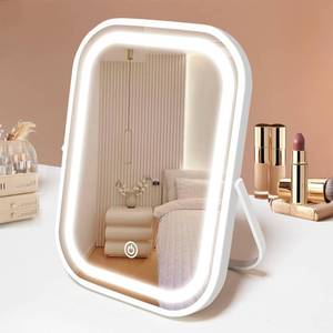 lot 20500 image: YEKKOPT Travel Makeup Mirror with Lights, Portable Small Beauty LED Vanity Mirror with Lights, 1200mAh Battery, Dimmable Touch Screen, Tabletop Folding Compact Mirror,Women Gift