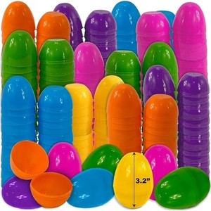 lot 1012 image: 3 Large Plastic Easter Eggs, Empty & Fillable for Egg Hunt, 50 Pack