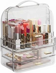 lot 1018 image: Clear Cosmetic Storage Box with Lid, PET Plastic Vanity Organizer for Makeup pin