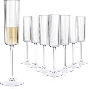 lot 1028 image: 36Pcs Plastic Champagne Flutes, Ribbed, for Weddings & Parties, 6 oz