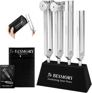 lot 1029 image: Tuning Forks for Healing Set (128136256384Hz) w 2-in-1 Stand