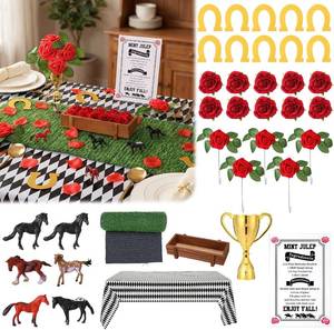 lot 1034 image: Riceshoot 36-Pc Derby Party Table Decorations Set, Horse Racing Decor