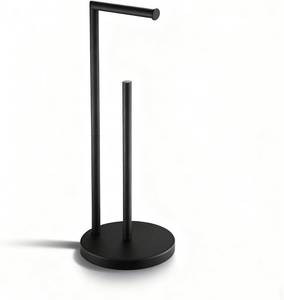 lot 1035 image: NEWRAIN Toilet Paper Roll Holder Stand with Reserve Function, Matte Black