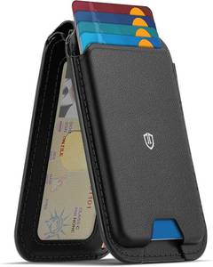 lot 1046 image: SHIELDON Genuine Leather Magnetic Wallet Stand for MagSafe, Black, 6-Card