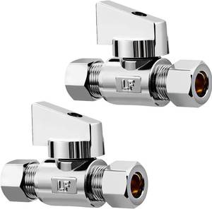 lot 1049 image: 10 Pack Brass 14 Compression x 14 Compression Angle Valve, Quarter-Turn