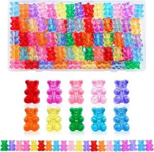 lot 1050 image: Looconi 100pcs Clear Acrylic Bear Beads, Mixed Color Charms for Bracelet
