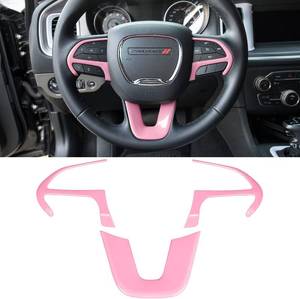 lot 1063 image: Steering Wheel Cover Trim for 15-24 Challenger Charger & More (Pink)