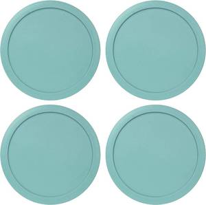 lot 1069 image: Replacement Lids for Pyrex 1-Cup Glass Storage Containers, 4-Pack Turquoise