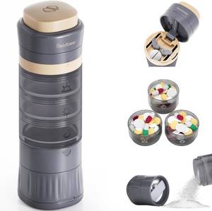 lot 1071 image: READAEER Pill Organizer, Cutter & Grinder 3-in-1 Pill Case for Travel, Gray