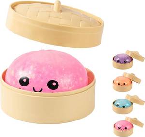 lot 1075 image: Cute Squishy Stress Relief Toy in Steamer Basket   Sensory Fidget, White