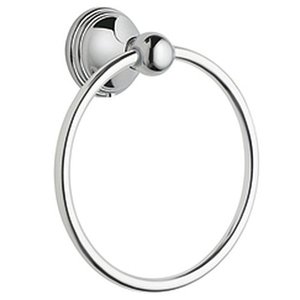 lot 1085 image: Moen Preston Towel Ring, Gray Metal, 7.0 H x 6.25 W x 2.38 D in