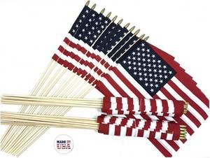 lot 1087 image: 36 American 12x18 Classroom Flags   USA Made, Mounted on 30 Wood Staff