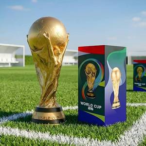 lot 1132 image: World Cup Trophy Replica 2026 Soccer Souvenir  Desktop Decor Collectible