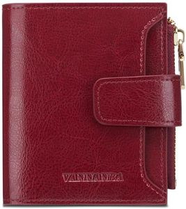 lot 1294 image: Womens Small Wallet, Genuine Leather Bifold, Zipper, RFID Blocking Blue